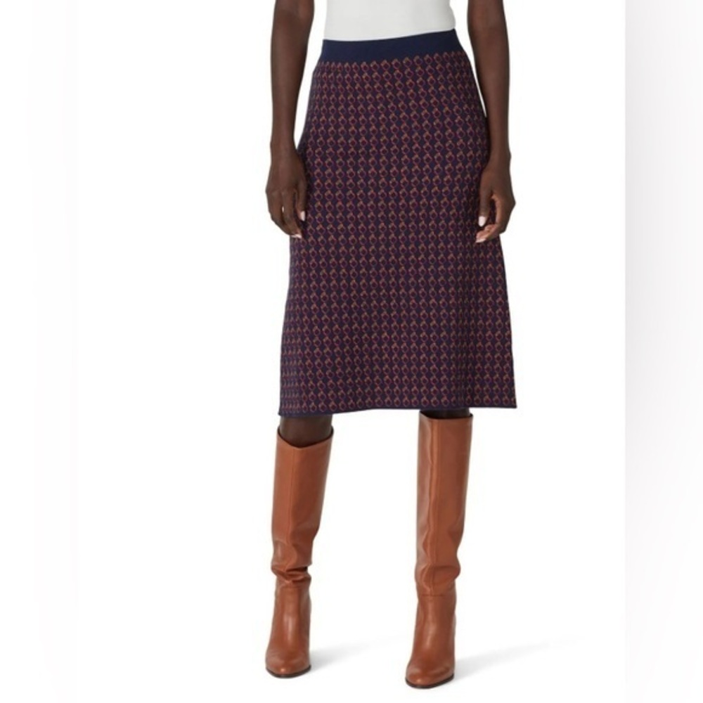 J.Crew Midi Sweater Skirt in Geometric Ring Print –  XS Red Blue